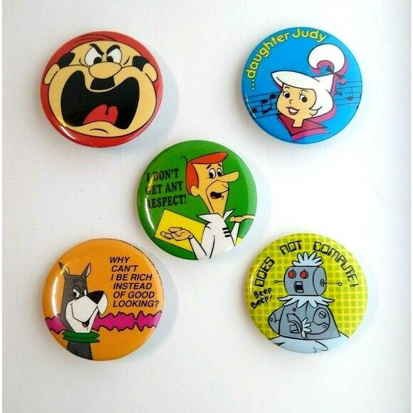 5 Jetsons Pinback Button Badges 1983 Original Licensed Pins Astro Judy Rosie - Picture 2 of 7